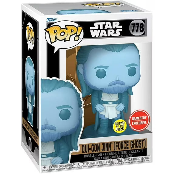 Funko POP! Qui-Gon Jinn Force Ghost #778 GLOW in the Dark Edition GAMESTOP Exclusive